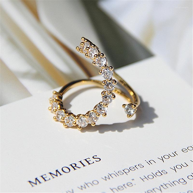 

Cluster Rings 2022 Korea's Exquisite Temperament Micro Inlay Adjustable Ring Fashion Exaggerated Simple Female Jewelry