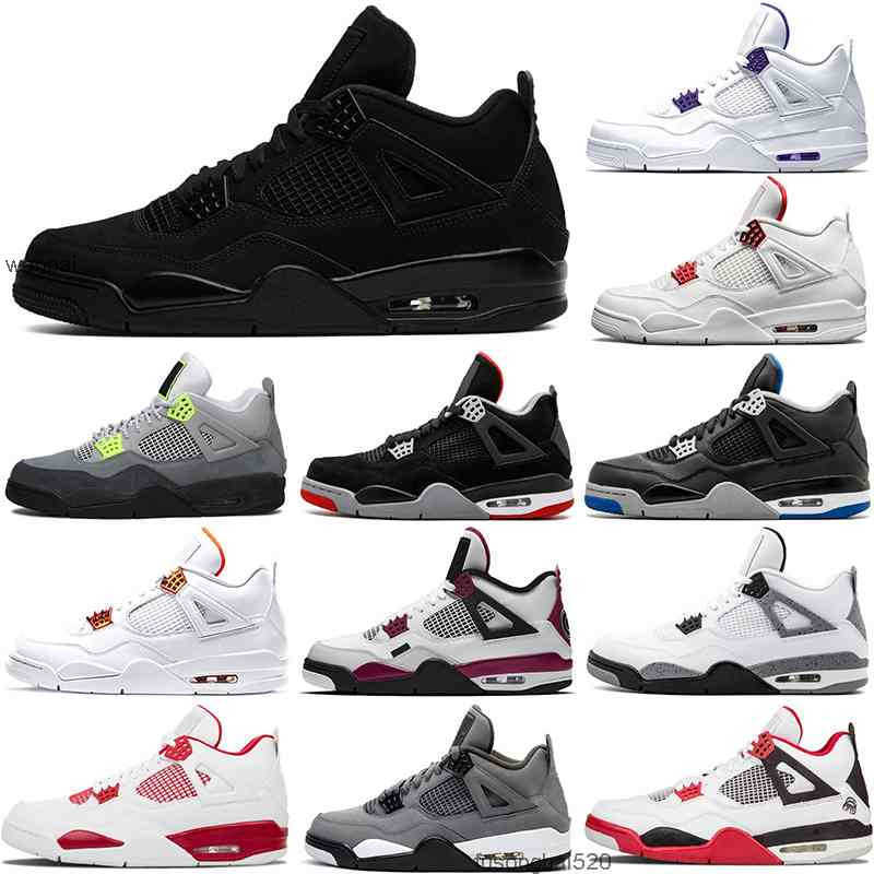 

shoes 2022 2021 fashion men high basketball shoes 4 4s Black Cat court purple University Red Neon bred Alternate Motorsport orange metallic White jordens, Dark red black