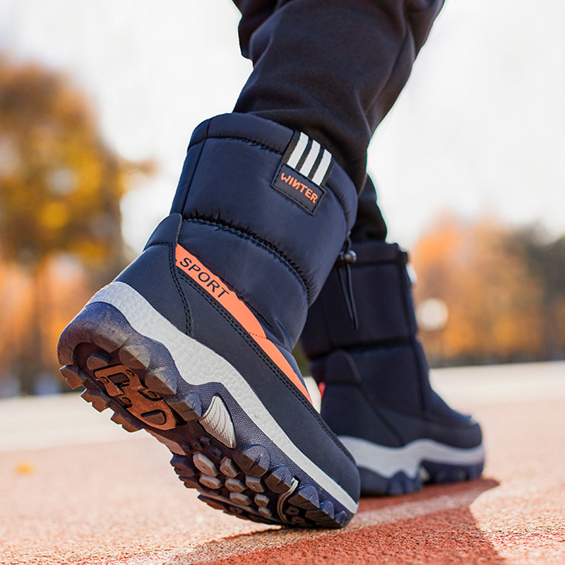 

Boots Children Snow Winter Mid calf Waterproof Thick Plush Warm Crampons Non slip Shoes For Big Girls Boys Kids 220915, 0835 red