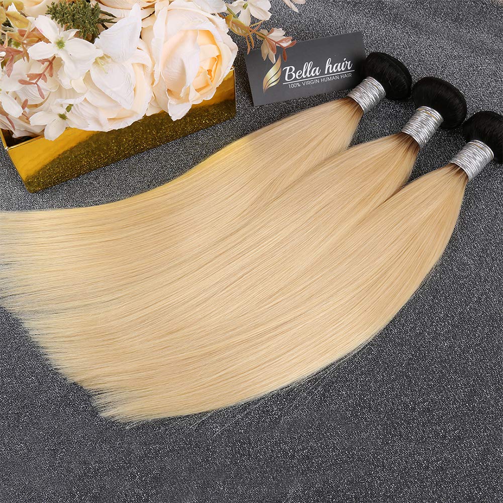 

Brazilian Virgin Hair Weaves 1b/613 Blond Ombre Hair Bundles Extensions Straight Human Weft 3pcs/lot In Bulk