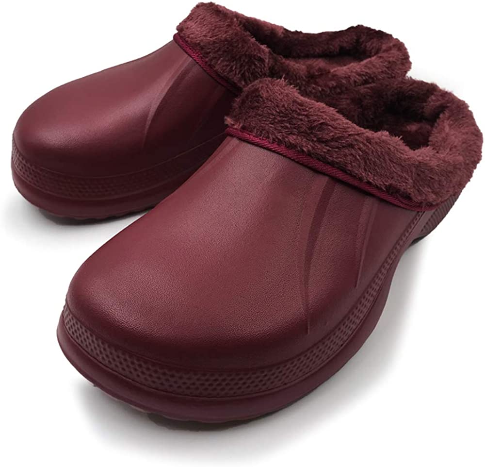 

Winter warm plush slippers classic home outdoor lined clogs Dark Brown, Blue