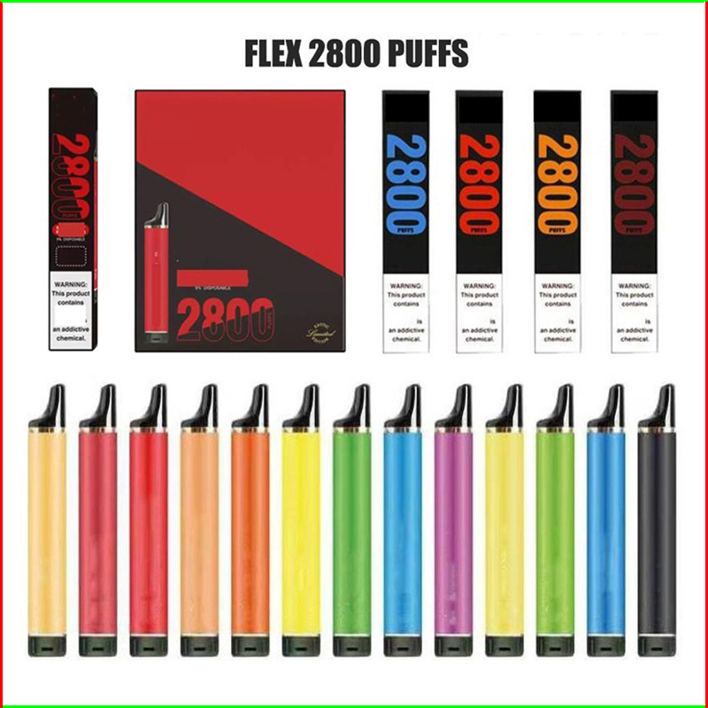 

Puff Flex 2800 Puffs Disposable E Cigarette Device Pod Kit 1500mAh Battery 10ml Prefilled Cartridges Pods Vape Pen PK 1600