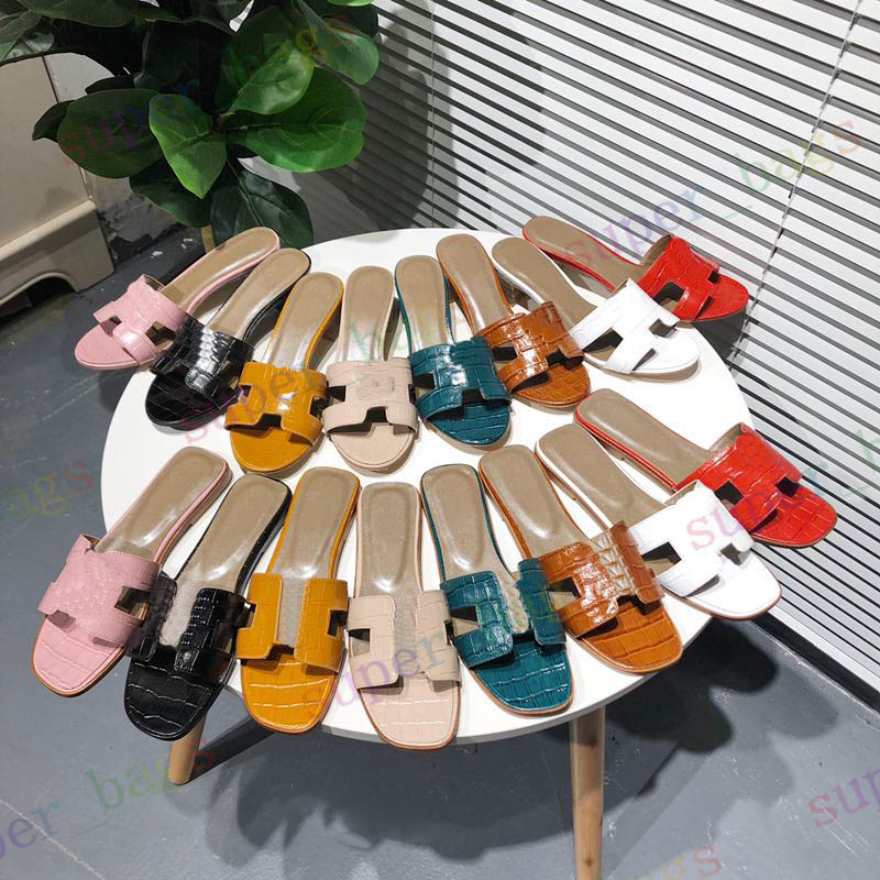 

Women slipper shoes famous brand Beach slippers Classic Flat heel Summer Designer herme oram Fashion flops leather Slides Lady Hotel Bath Ladies sexy Sandals size, Shoe box