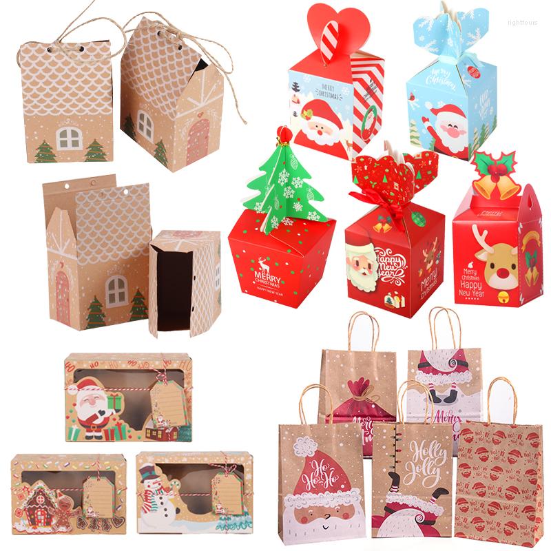 

Gift Wrap Merry Christmas Bag Xmas Tree Kraft Paper Packing Snowflake Candy Box Year 2022 Kid Favors Noel Decor