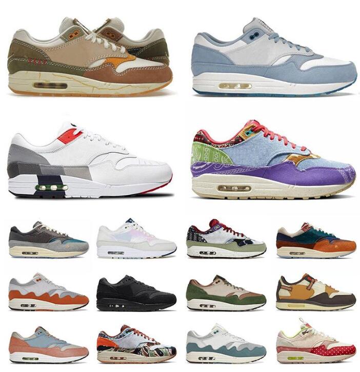 42Color 2022 Top Qualité OG 1 87 Chaussures De Course Hommes Baroque Marron Wabi Sabi Premium Waves Noise Aqua Bred Noir Gris Taille 36-47 Avec B