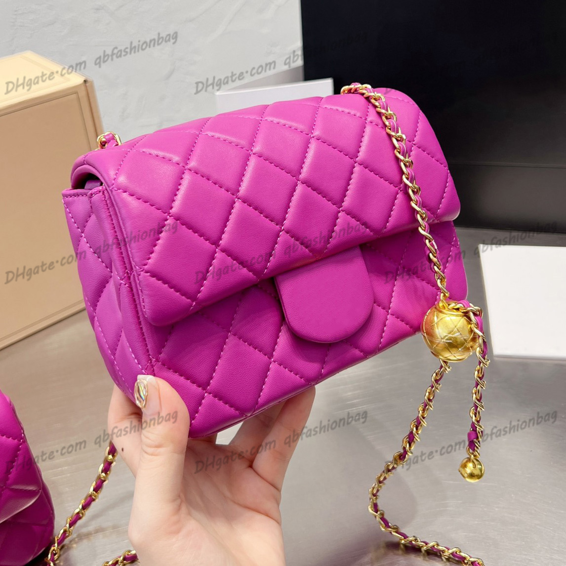 

17/20CM Top Lambskin Womens Classic Flap Bags Gold Ball Quilted Argyle Hardware Chain Shoulder Crossbody Mini Crossbody Totes French Designer Handbags Purse Pocket, Customize