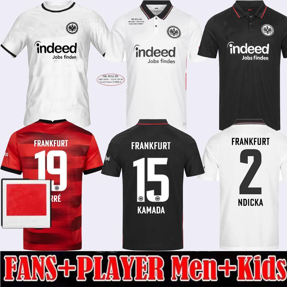 

soccer jersey 21 22 23 Eintracht TRIKOT Frankfurt final Version 2021 2022 2023 SOW Borre KOSTIC HAUGE football men kids kit KAMADA Lindstrom, Away+patch 1