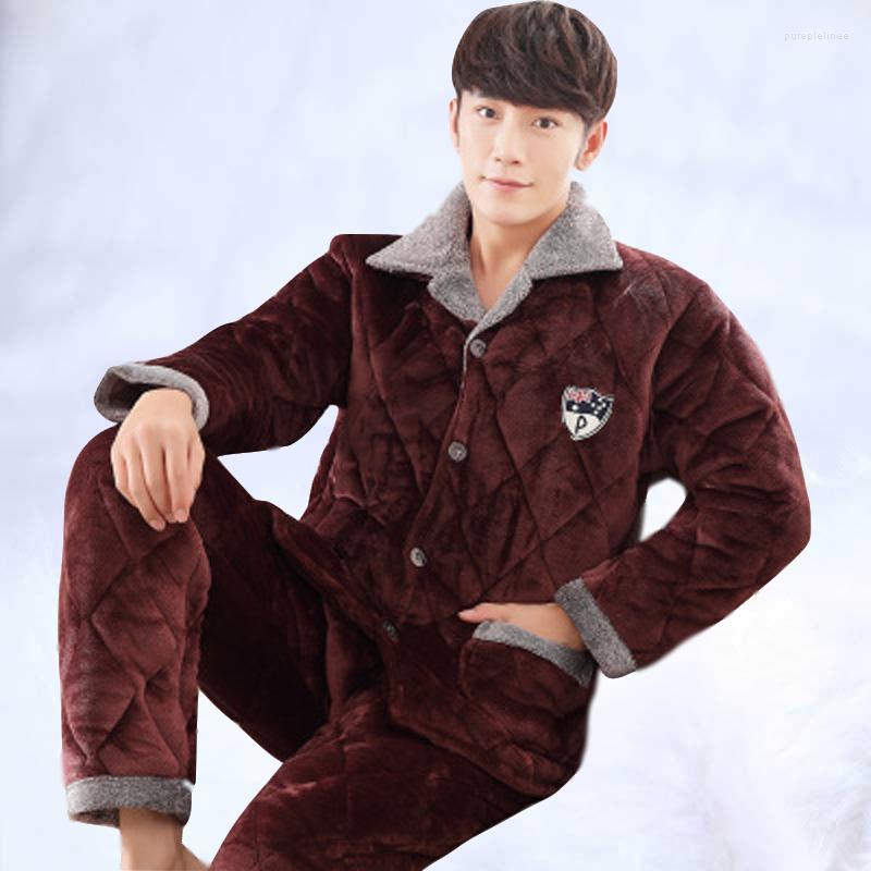 

Men's Tracksuits 2022 Pijama Feminino Winter Coral Wool Thickened With Three Layer Cotton-padded Jacket Autumn Warm Flange Wear, Style1