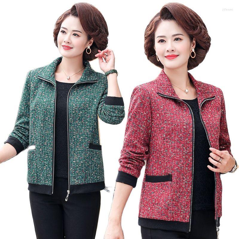 

Women's Jackets 2022 Spring Autumn Jacket Middle-Aged Elderly Women's Coat Tops Casual Long Sleeves Short Outerwear Casaco Feminino 5XL, Red