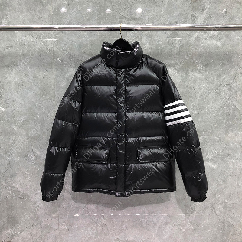 

Thom Winter Men's Bread Down Fashion Coat Black Down-filled Matte Nylon 4-bar Stripe Tb Jackets