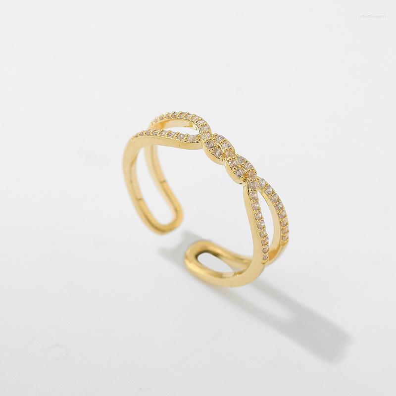 

Cluster Rings 2022 Korean Hollow Double Plain Ring Exquisite Temperament Simple Versatile Open Female Jewelry