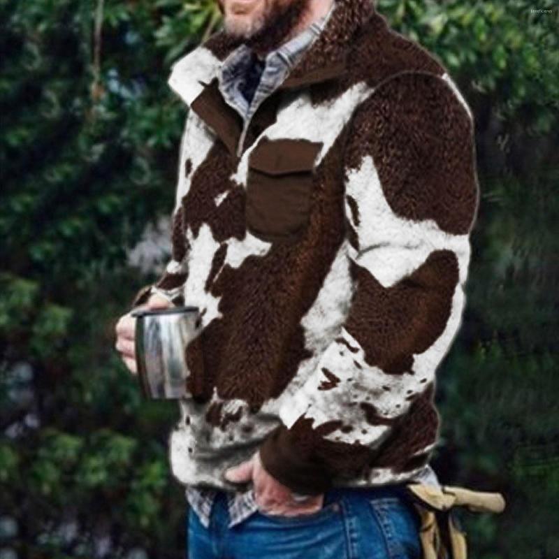 

Men's Jackets Mens Cow Teddy Bear Fleece Fur Jacket Winter Casual Solid Thicken Pullover Jumper Coats Male Clothes Sweatshirts Men's, Brown