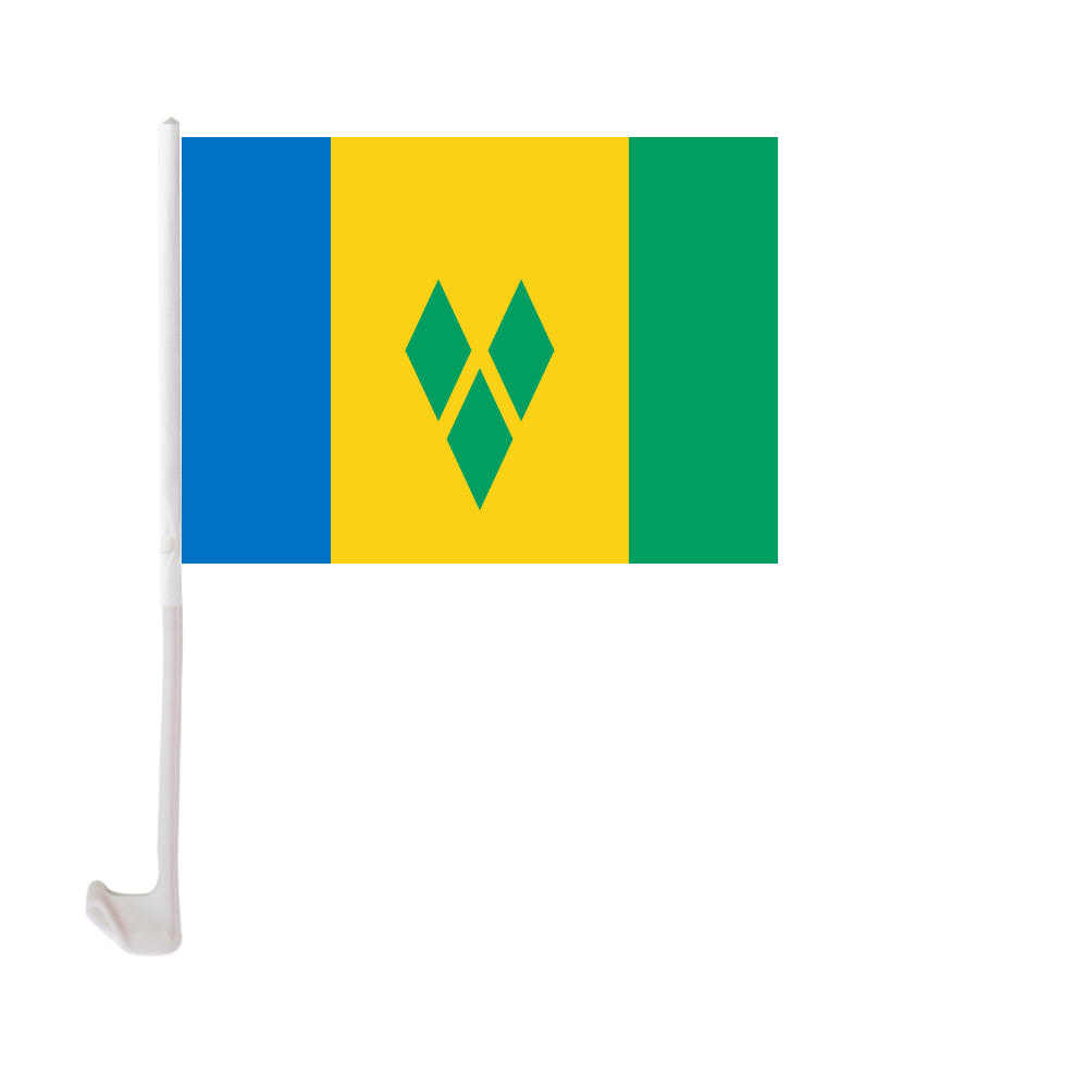 

30x45cm Vincent and the Grenadine Car Flag Polyester UV Protection Window Clip Car Decoration Banner with Flagpole