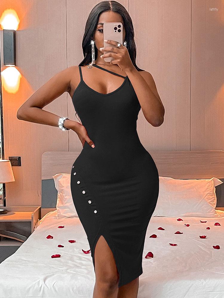 

Casual Dresses Bodycon Dress For Women Sexy Split Mini Women' Sleeveless Suspenders Party Robes Streetwear Female Sundress, Black