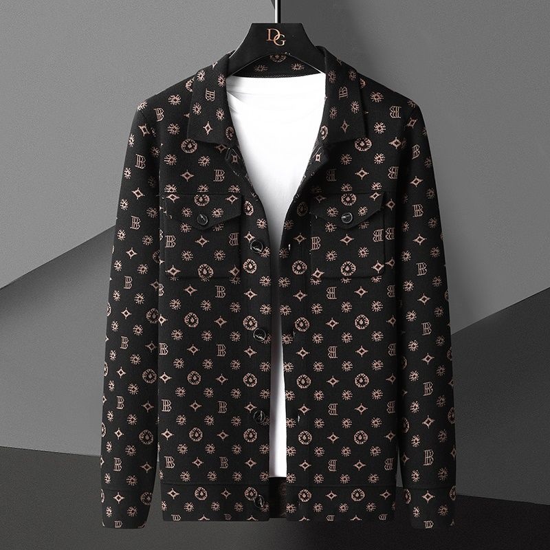 Brand d'hiver d'automne imprimer Pocket Cardigan Pull Cardigan Men de luxe Treot Treat Cardigan Veste Men Men de créateur Men