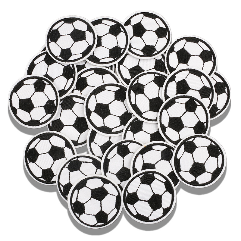 

Notions Various Sizes Soccer Embroidered Patches Black White Ball Iron on Patch for Clothing Jackets Bags DIY Football Sports Sticker Sewing Craft Decoration