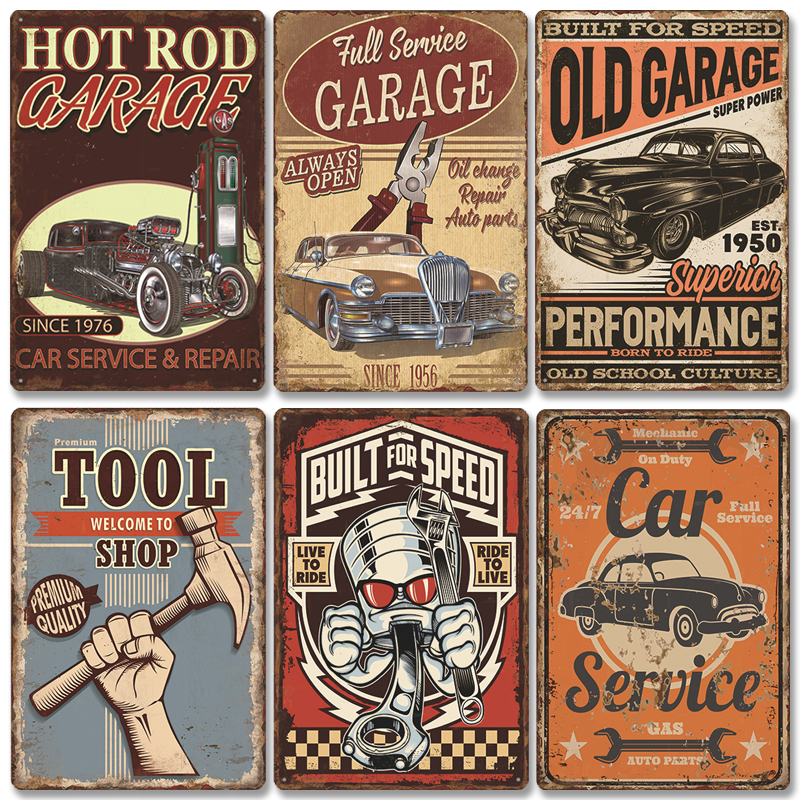 

2023 Classic Garage Poster Vintage Metal Painting Sign Car Service Tin Signs Retro Plaque Garage Sexy Girl Tool Man Cave Shop Wall Art Decor 20x30cm