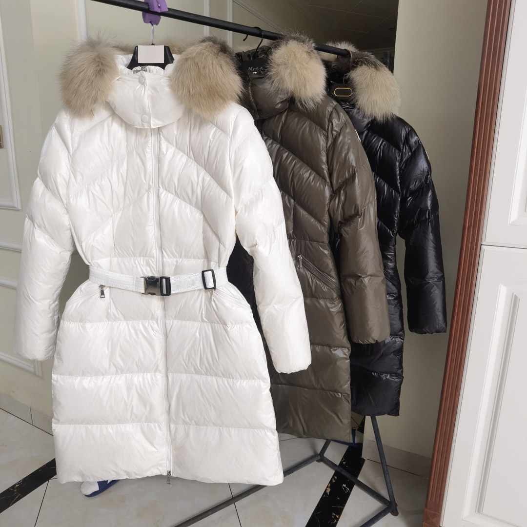 

'HUDSON' Long womens down jacket France Luxury Brand puffer jackets New twill long fur collarDesigners women S Clothing Size 1--4, Sold out