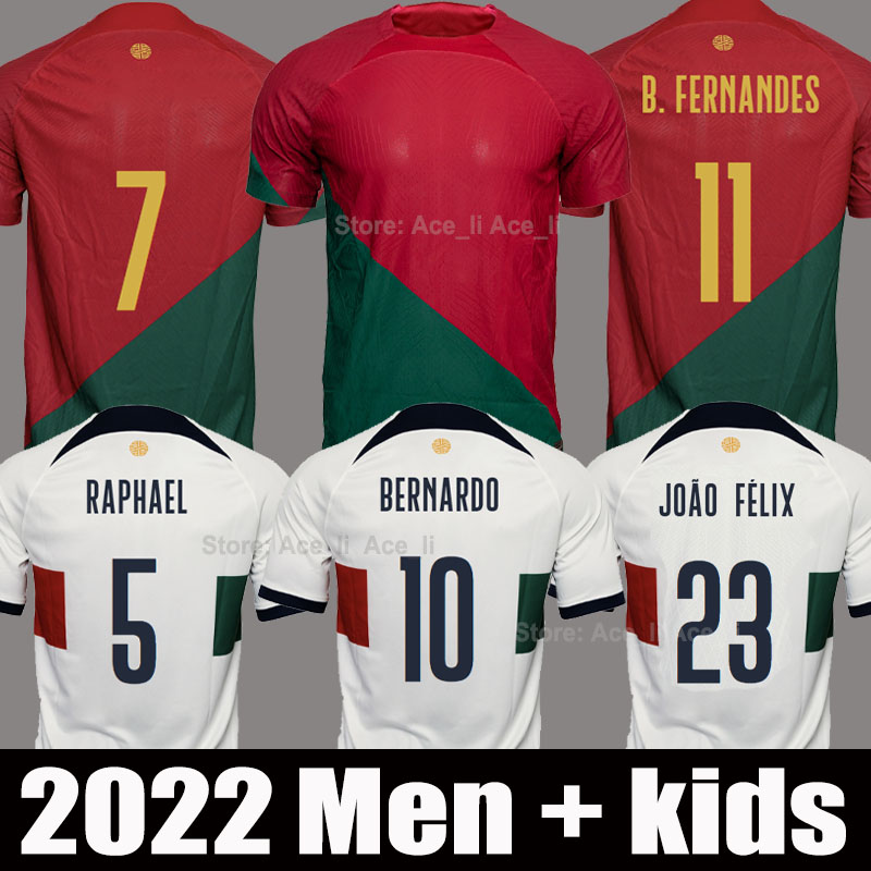 

2022 Portuguesa JOAO FELIX soccer jerseys world cup BERNARDO BRUNO FERNANDES Portugieser 2023 Portuguese 22 23 National team football shirt Men Kids kit sets, 22-23 home+patch