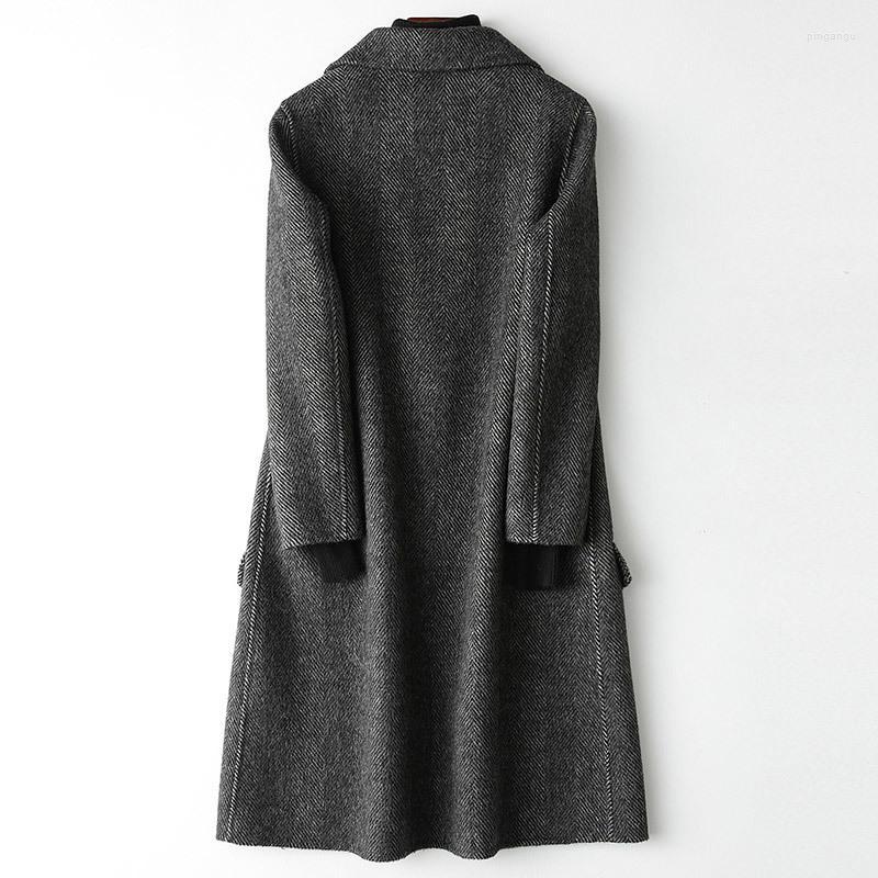 

Women' Wool Women' & Blends 2022 Spring Autumn Real Coat Women Vintage Casual Print Ladies Long Jacket Coats Elegant Casaco Feminino, Camel