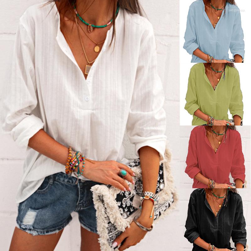 

Women' T Shirts European And American Women' Clothing 2022 Spring Summer Fashion V-neck Striped Cotton Linen Top Loose Casual Shirt, Black