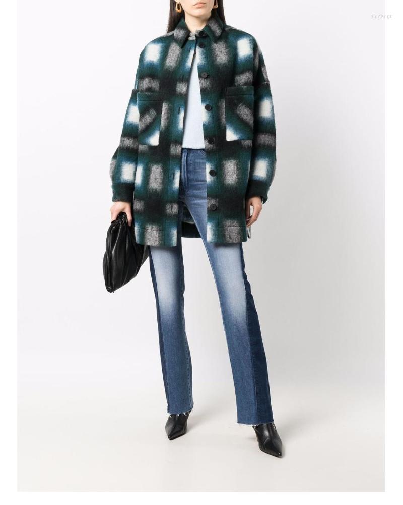 

Women' Wool Women' & Blends Turn-Down 2022 Autumn Winter Collar Ladies Long Sleeve Woolen Jacket Outwear Top With Pockets, Purple