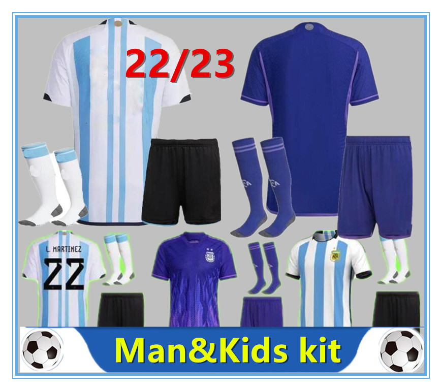 

Argentina soccer Jersey 2022 2023 DYBALA AGUERO MARADONA DI MARIA MESSIs 22 23 football shirt Men Kids kit set uniform socks, Orange