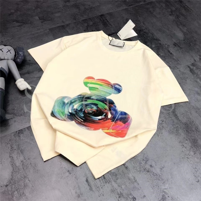 

2022 Women's T-Shirt Men's Cloth Top Designer G Letter Nice Quality Sleeves letter Bear Print Crew Neck Clothes S-6XL Size, White