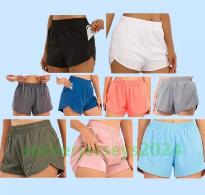 

LU-0160 Womens Yoga Outfits High Waist Shorts Exercise Short Pants Fitness Wear Girls Running Elastic Adult Pants Sportswear, Black