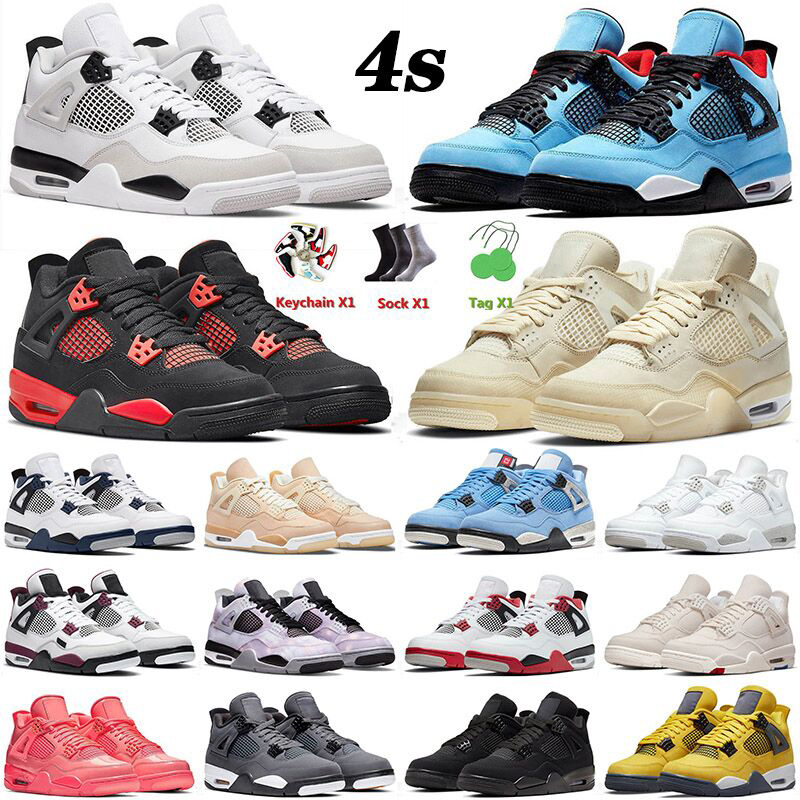 2022 Arrival Mens Retro Basketball Shoes Jorda 4s IV Top Jumpman Red Thunder Off Sail Military Black White Jorden 4 Men Women Trainers