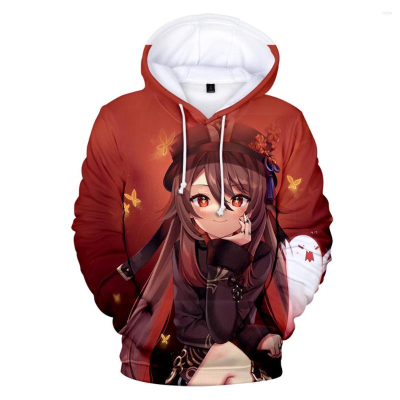 

Men's Hoodies Game Genshin Impact Hu Tao Sweatshirts Boys/girls Hooded Trend Casual Children Clothing Streetwear Pullovers Tops, Army green