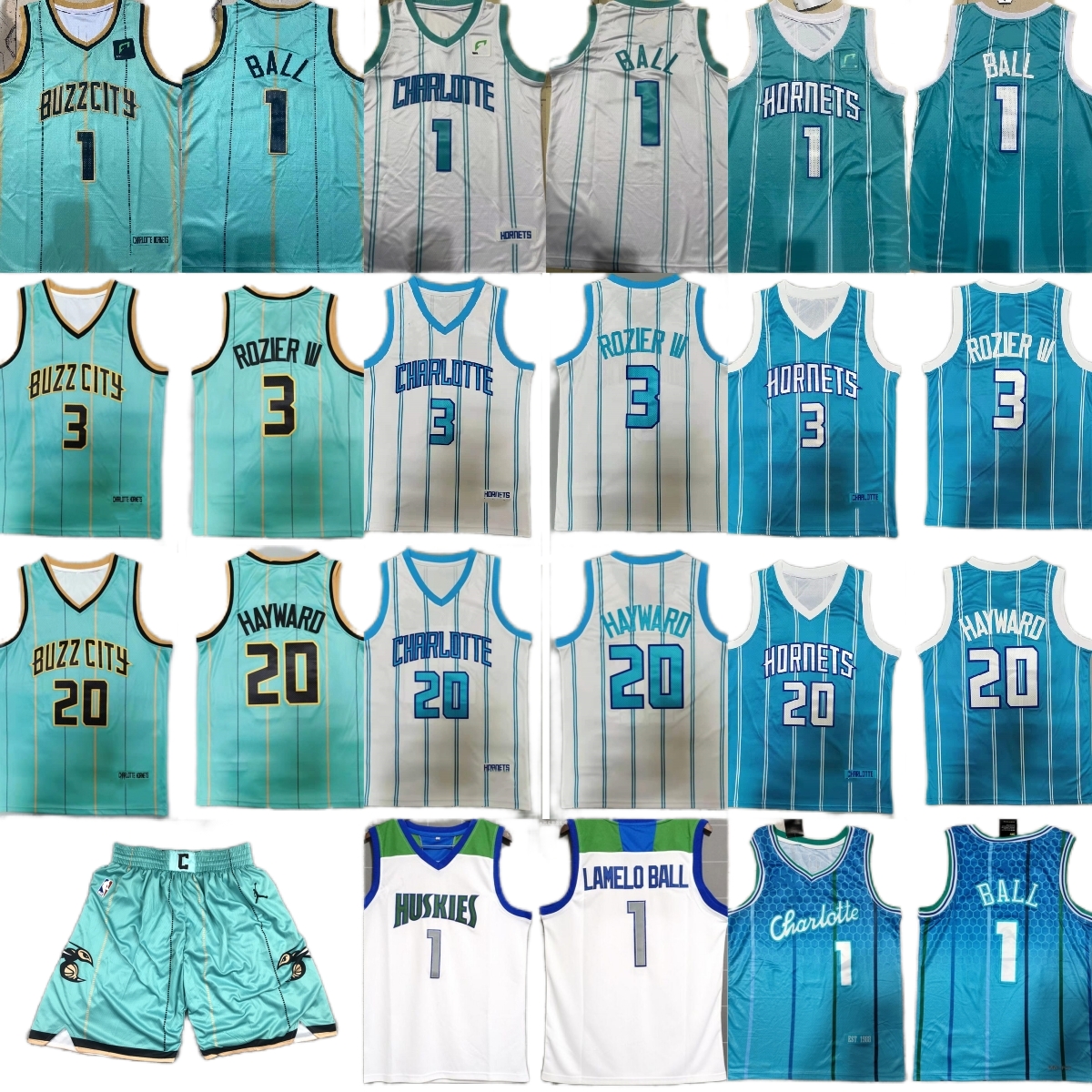 

2022-23 New Basketball 1 LaMeloBall Jerseys Stitched 3 TerryRozier III 20 GordonHayward Jersey Man Kids boys youth White Blue Green City Shorts, As picture