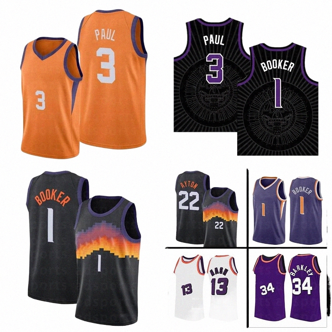 

men Basketball Jersey Devin 1 Booker Mens Chris 3 Paul Youth Kids Jerseys DeAndre 22 Ayton Steve 13 Nash 2021 New Charles 34 Barkley Black retro V9rS#, 17