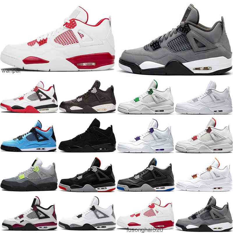 

shoes 2022 hot wholesale men's 4s basketball shoes 4 mens Neon Black Cat orange metallic oreo court purple Pine Green University Red White Cement jordens