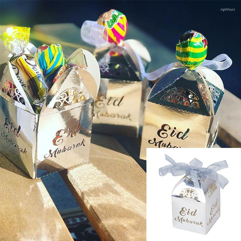 

Party Decoration Gold Sliver Paper Candy Box Happy Ramadan Gift Eid Mubarak Favor Al-fitr Decor