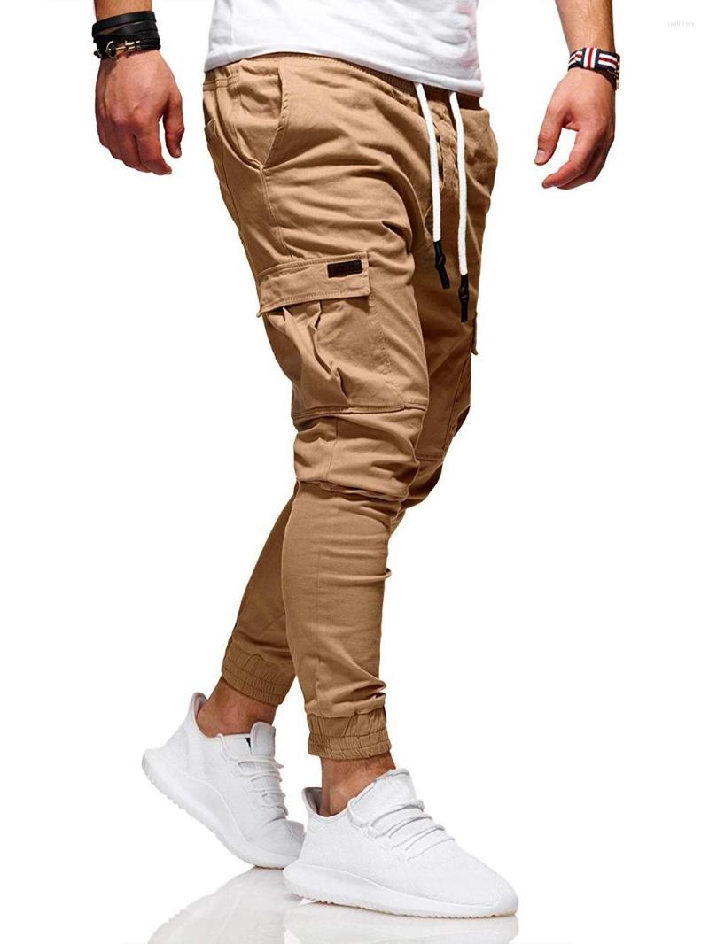 

Men' Pants Cargo Men Gyms Joggers Outdoor Casual Elastic Sweatpants Pencil Drawstring Regular Trousers, Black