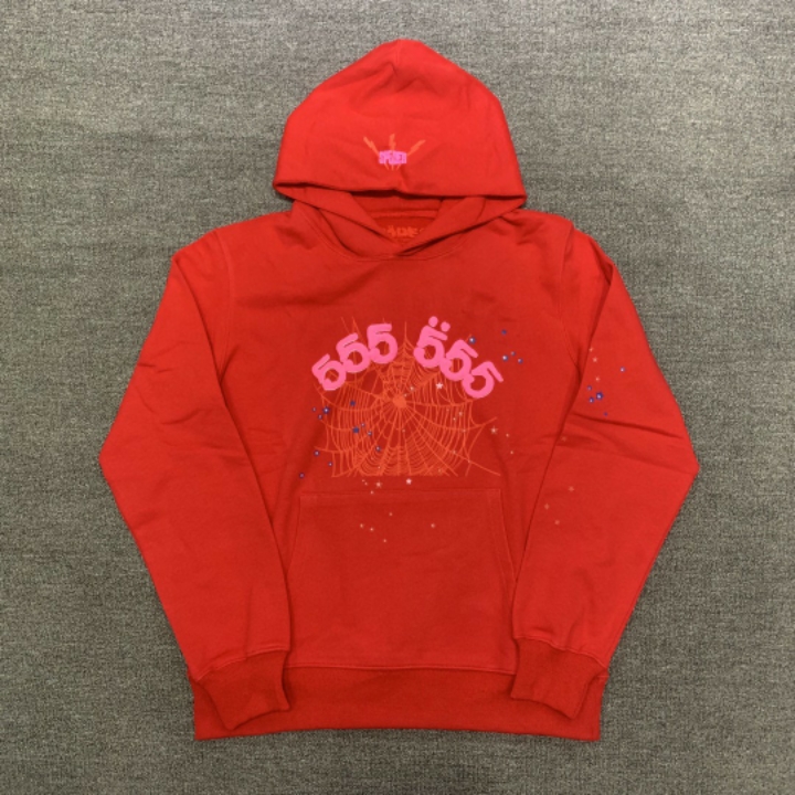 

23SS Sweatshirts Hip hop Puff Printing Men Women Loose Digital Printing Hoodie Red
