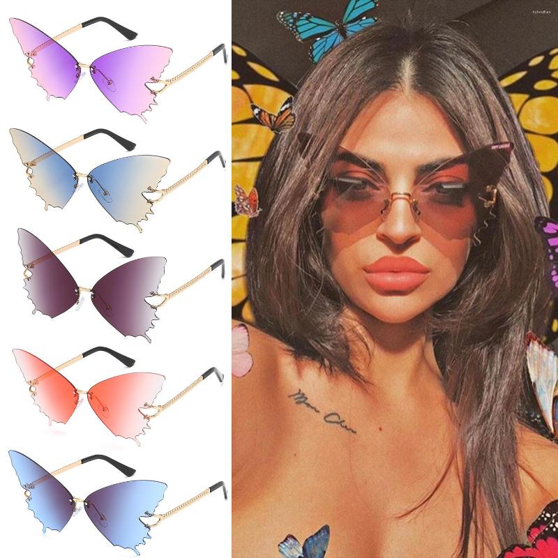 

Sunglasses Christmas Decorations Metal Fashion Vintage Butterfly Rimless UV Protection Retro Sun Glasses