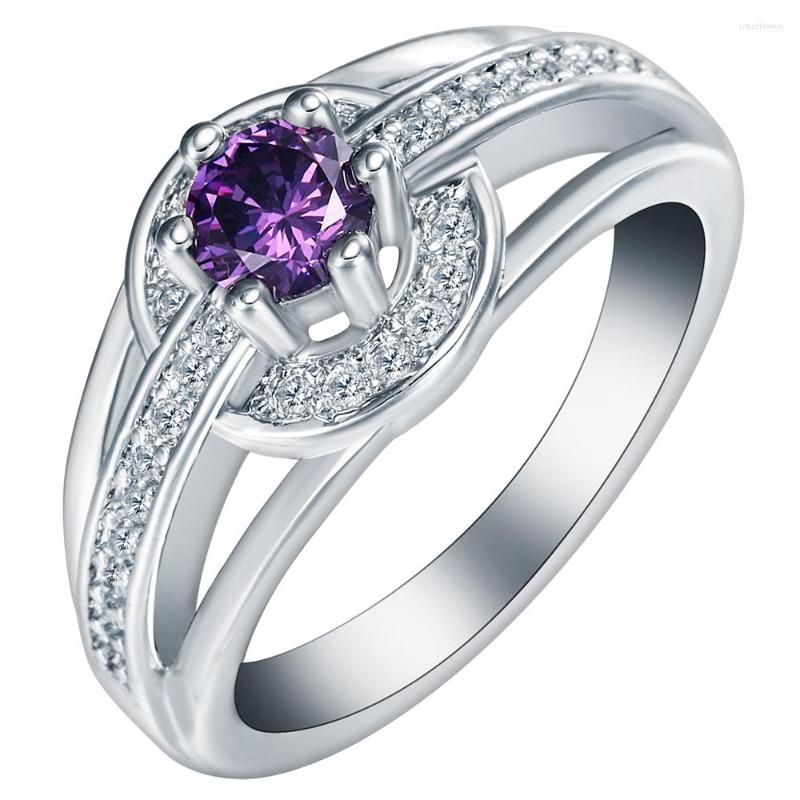 

Wedding Rings Hainon Silver Color Black Gold Promise Jewelry Purple Blue Green Cubic Zircon Women Engagement Ring