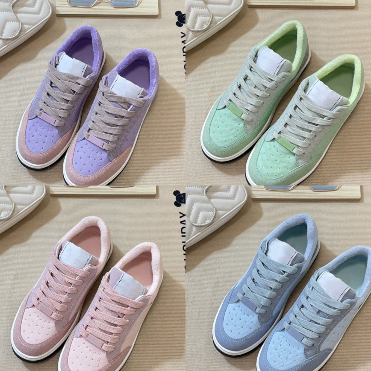 

Paris Fashion Low Sneakers Suede denim shoes Women's CHA and NEL Casual Reflective Sneakers Vintage Trainers Fashion jelly bottom platform Lace-up skateboard Shoe, Fill postage