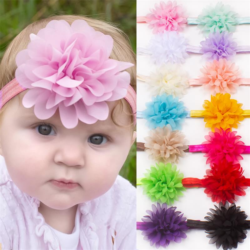 

Lovely Baby Girl Elastic Hairband Chiffon Flower Newborn Headbands Baby Hair Band For Kids Infant Hair Accessories, Mixed color
