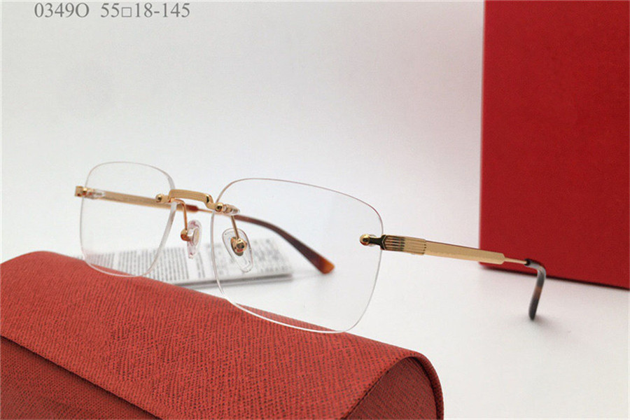 

New fashion design rimless frame optical glasses model 0349O simple popular style square transparent lens can be prescription clear lenses