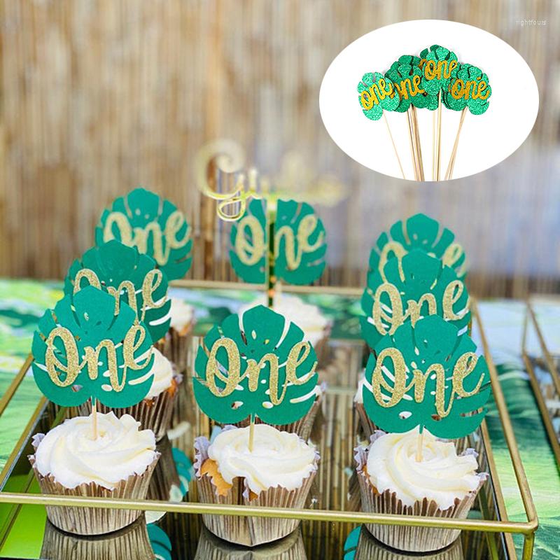 

Party Decoration 10pcs Jungle Tropical Green Leaf Cake Topper Leaves Cupcake Toppers Wild One Birthday Baby Shower