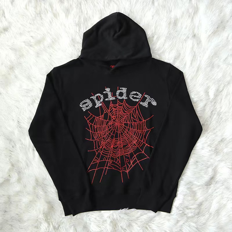 

Red Hoodie Sweatshirt Men Women Foam Print Hooded Hoody Hoodies, Black