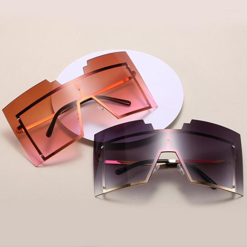

Sunglasses Overszied Face Shield Men Women Square Shades 2022 Large Rimless Red Female Fashio Eyewear Goggles
