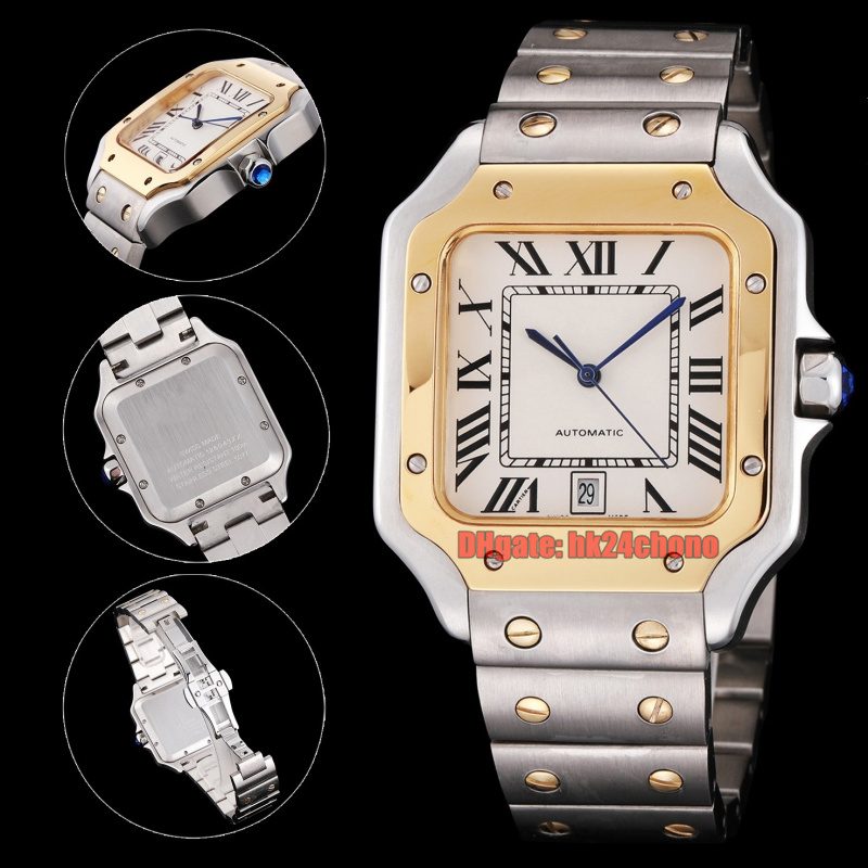 

7 Styles CA Watches SA0006 39mm Santo Automatic Mechanical Mens Watch White Dial 18K Gold Two Tone Stainless Steel Bracelet Gents Wristwatches, Vip
