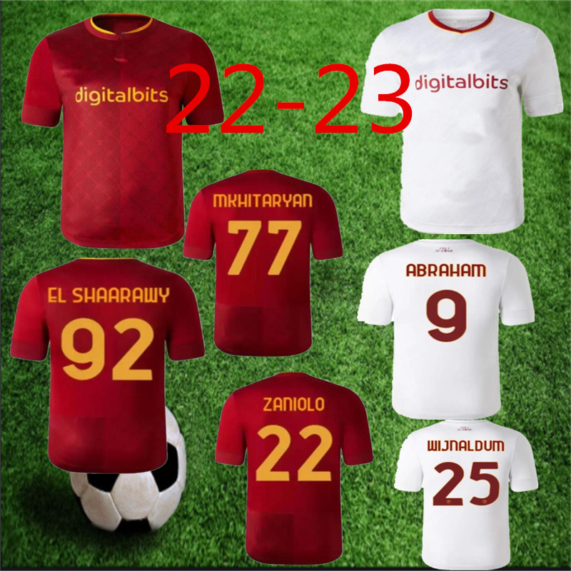 

TOP Roma jersey AS maillot roma soccer jersey 22-23 DE ROSSI DZEKO ZANIOLO rome jersey 2022-23 TOTTI PEROTTI football shirt, Champagne