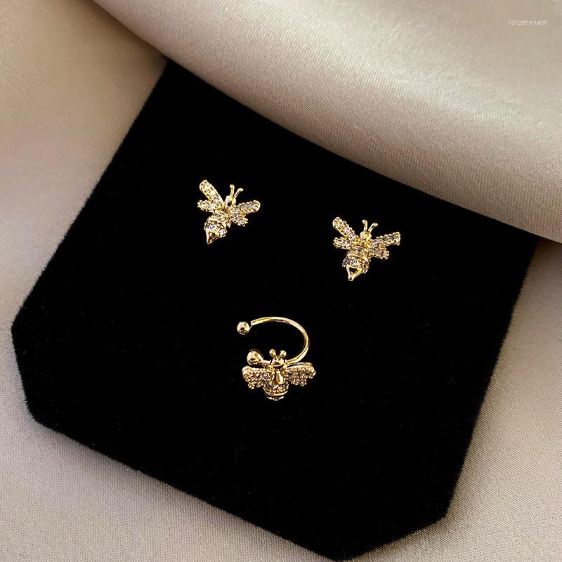 

Stud Earrings 2022 South Korea's Fashion Little Bee Earpin Earclip Three Piece Set Female Temperament Versatile Without Earholes