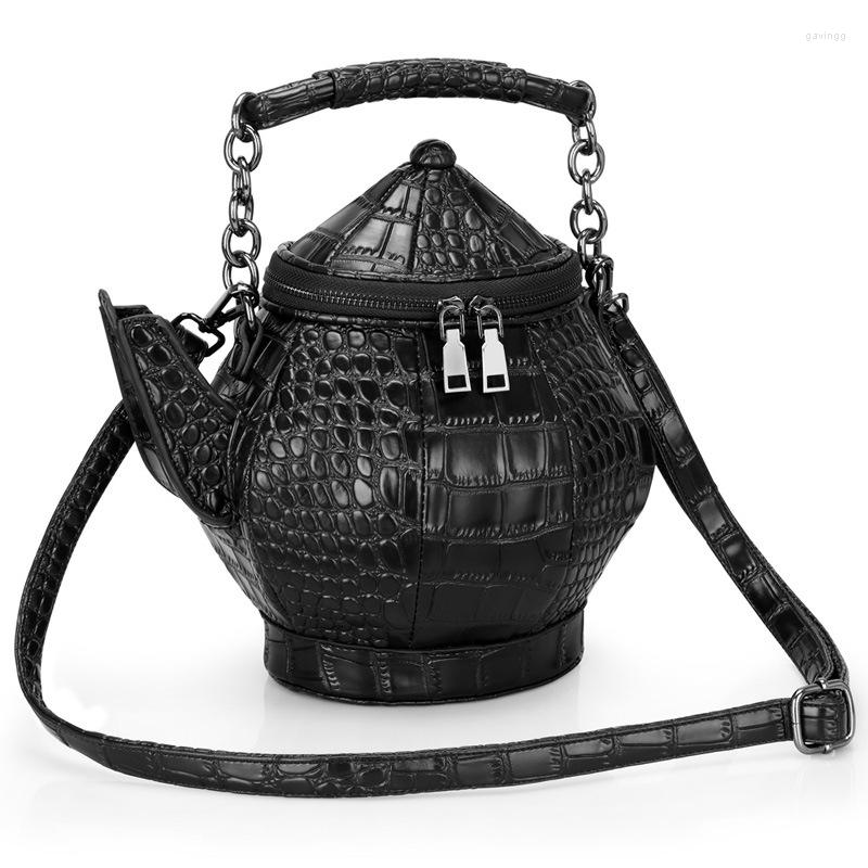 

Totes Women Kettle Messenger Bag Unisex Hard Cool Personality Satchel Halloween Female Male Single Teapot Shoulder Handbag, Black