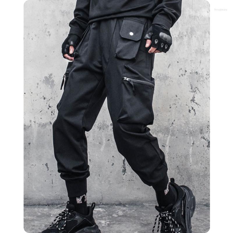

Men' Pants Vealls Pcket Zippe Functin Beam Ft Me Hip Hp Steet Casual, Black